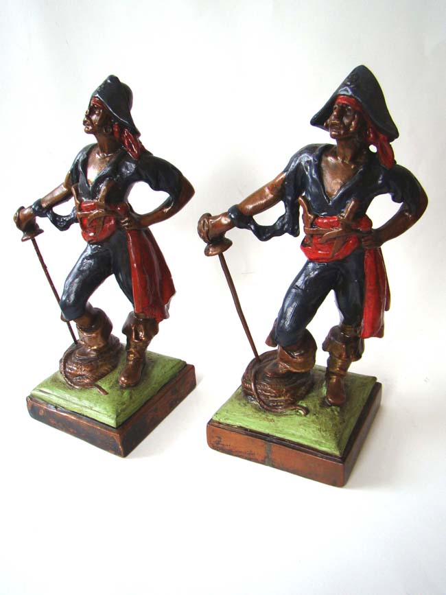 A pair of swashbuckler bookends by Paul Herzel circa 1928